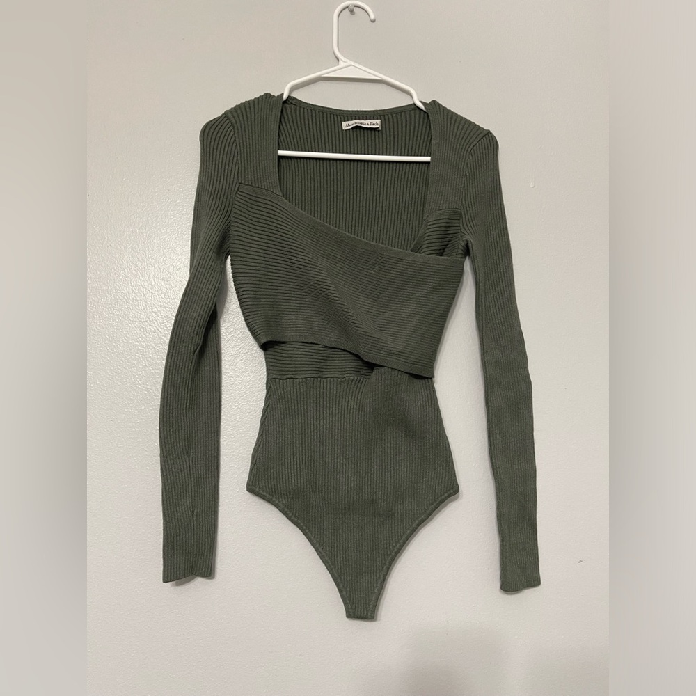 Abercrombie & Fitch LuxeLoft Wrap Bodysuit Green